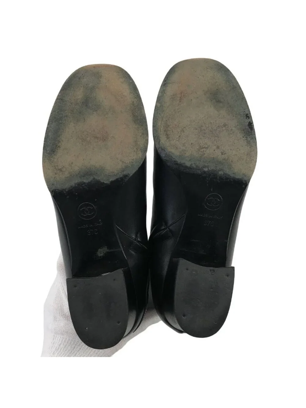 Chanel Leather CC Logo Ankle Boots 37C Black